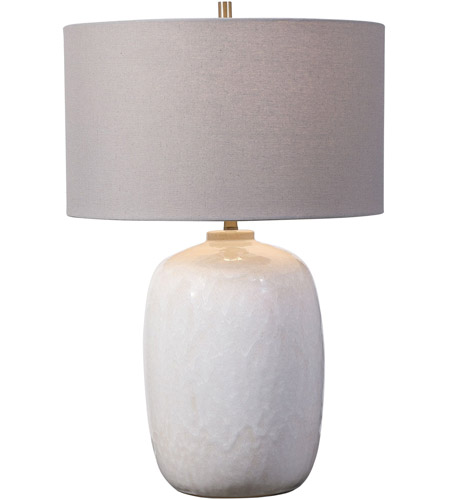 Uttermost 28390-1 Winterscape 26 inch 150.00 watt Cream-Ivory Drip Glaze and Brushed Nickel Table Lamp Portable Light