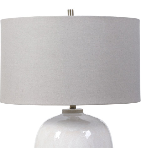 Uttermost 28390-1 Winterscape 26 inch 150.00 watt Cream-Ivory Drip Glaze and Brushed Nickel Table Lamp Portable Light 28390-1_A3_SHADE-LIGHT-OFF.jpg