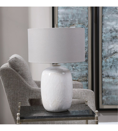Uttermost 28390-1 Winterscape 26 inch 150.00 watt Cream-Ivory Drip Glaze and Brushed Nickel Table Lamp Portable Light 28390-1_A_LIGHT-OFF.jpg