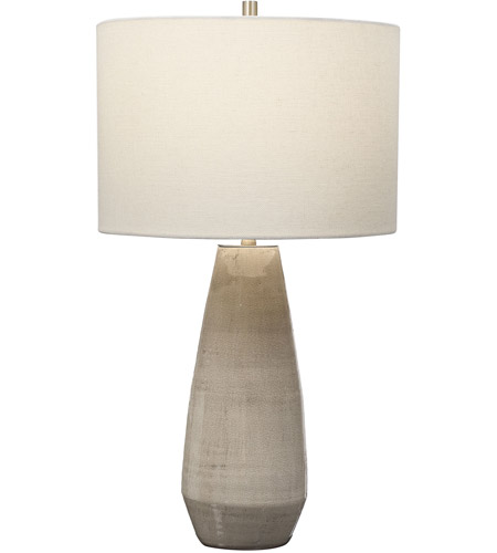 Uttermost 28394-1 Volterra 28 inch 150.00 watt Crackled Taupe-Gray and Antique Brushed Brass Table lamp Portable Light