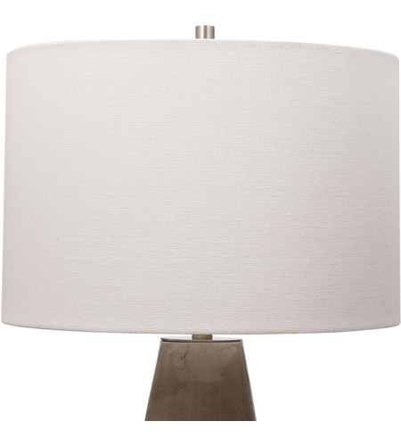 Uttermost 28394-1 Volterra 28 inch 150.00 watt Crackled Taupe-Gray and Antique Brushed Brass Table lamp Portable Light 28394-1_A3_SHADE_LIGHT-OFF.jpg