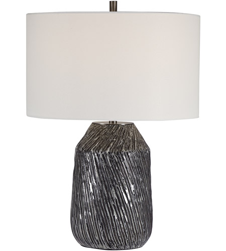 Uttermost 28397-1 Malaya 24 inch 150.00 watt Graphic Black and White with Brushed Nickel Table lamp Portable Light photo