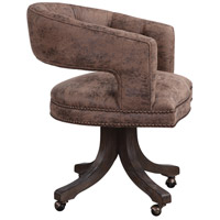 Uttermost 23409 Waylon Distressed Cocoa Brown Fabric and Dark Walnut Swivel Chair 23409-A1.jpg thumb