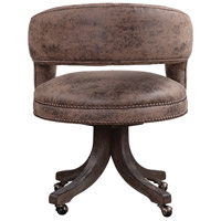 Uttermost 23409 Waylon Distressed Cocoa Brown Fabric and Dark Walnut Swivel Chair 23409-A3.jpg thumb
