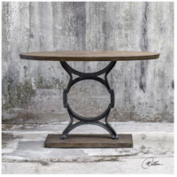 Uttermost 25844 Wynn 48 inch Aged Steel and Light Walnut with Aged Gray Wash Console Table 25844-Lifestyle.jpg thumb