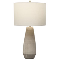 Uttermost 28394-1 Volterra 28 inch 150.00 watt Crackled Taupe-Gray and Antique Brushed Brass Table lamp Portable Light thumb