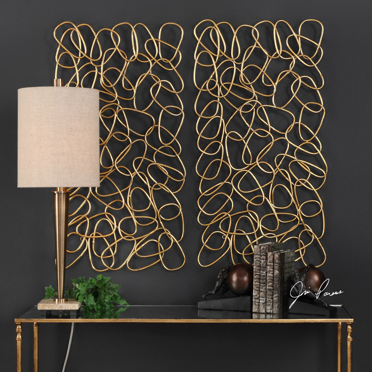 Uttermost 04124 In the Loop Hand Forged Iron Gold Wall Art