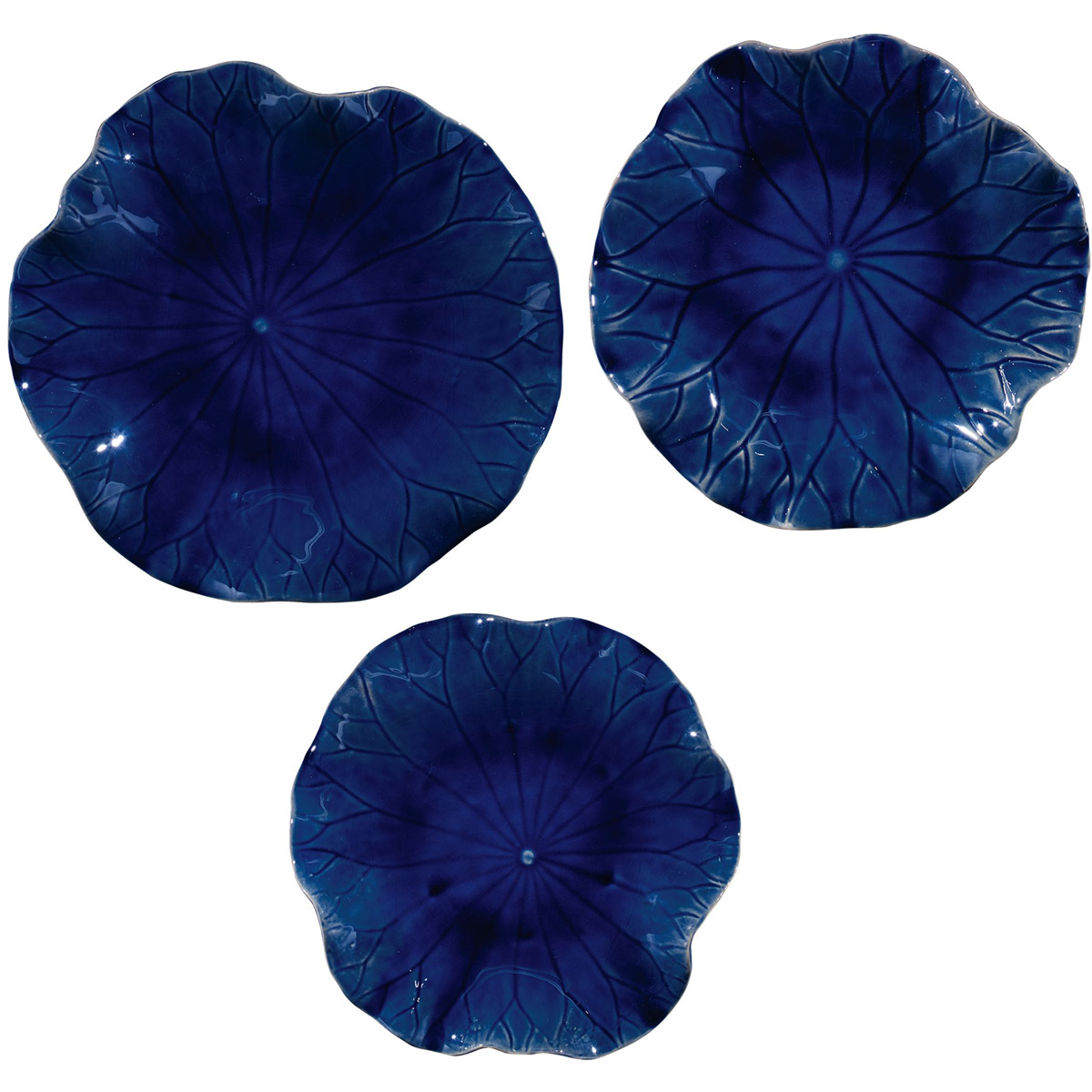 Uttermost 04253 Abella Colbalt Blue Ceramic Wall Decor, Set of 3