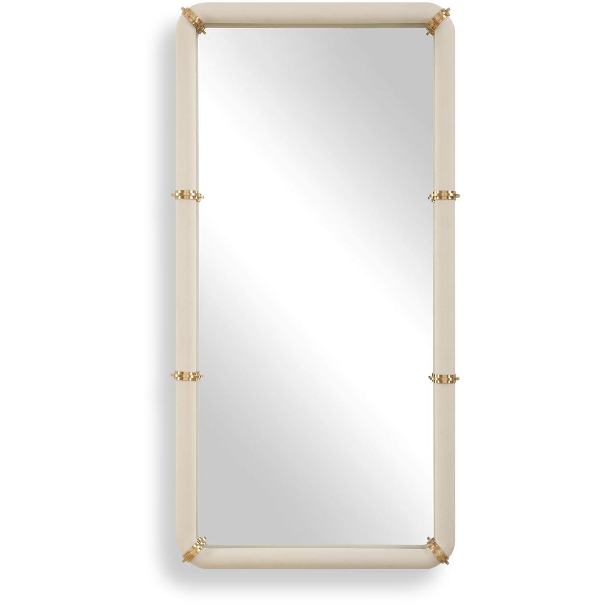 Uttermost 08332 Cyprus 44 X 22 inch White Faux Shagreen Leather and Brass Mirror