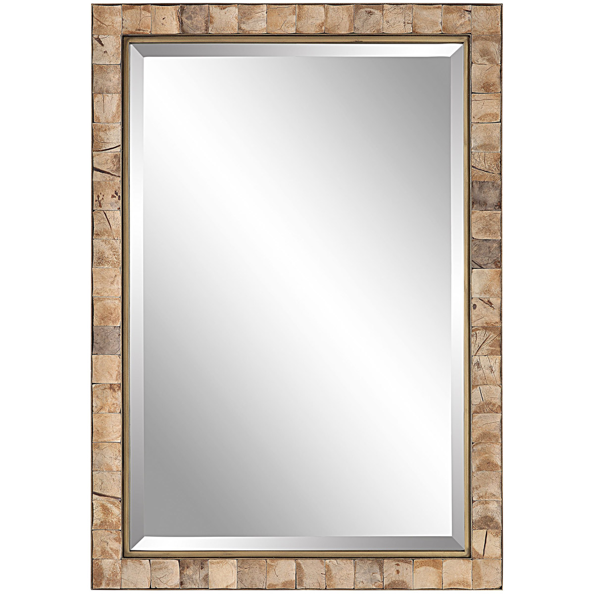 Uttermost 09751 Cocos 41 X 28 inch Coconut Shell and Dark Gold Wall Mirror