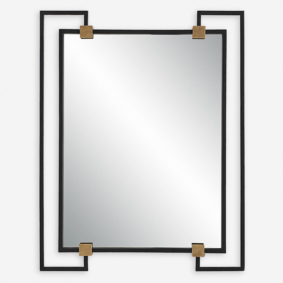 Uttermost 09957 Ivey 42 X 32.5 inch Black and Antiqued Brushed Gold Mirror