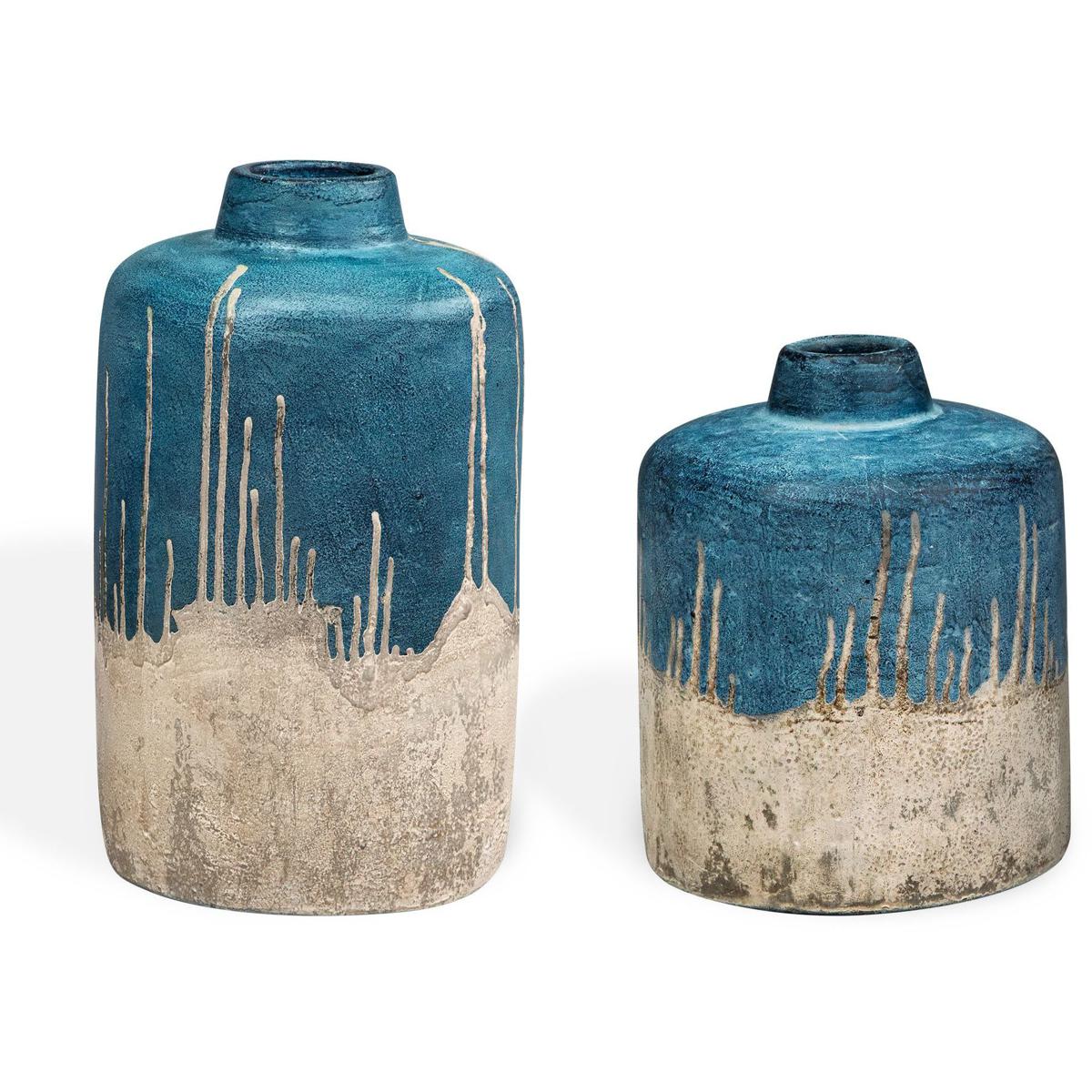 Uttermost 17151 Coastal Cascade 13.5 X 8.25 inch Indoor-Outdoor Vases, Set of 2