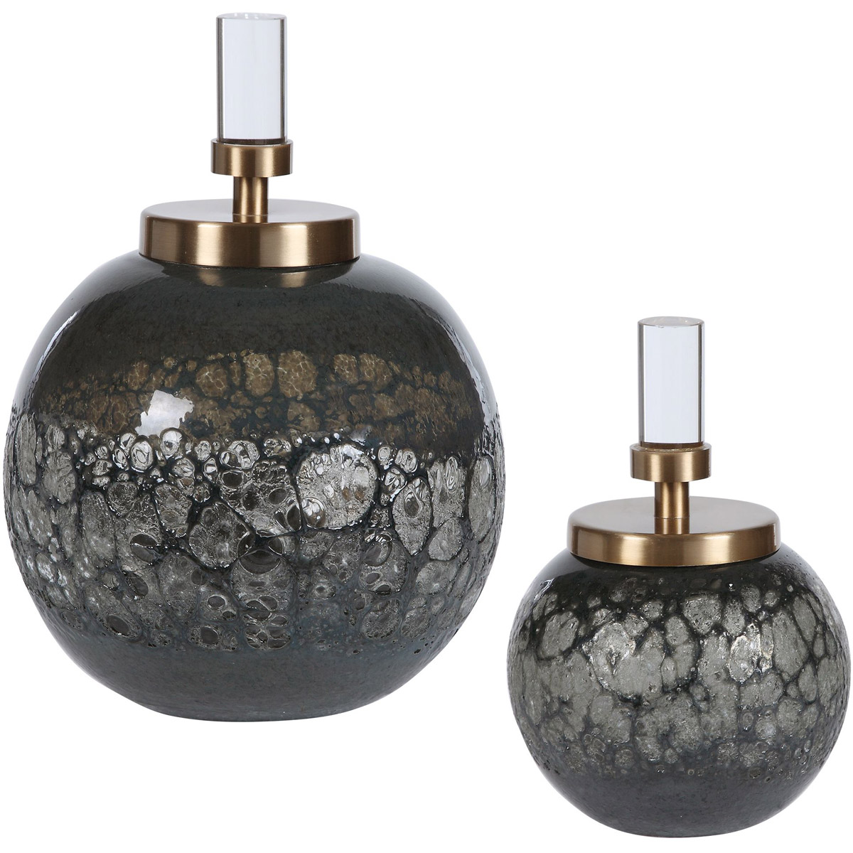17729 18 x 12 x 12 in. Cessair Art Glass Bottles  Set of 2