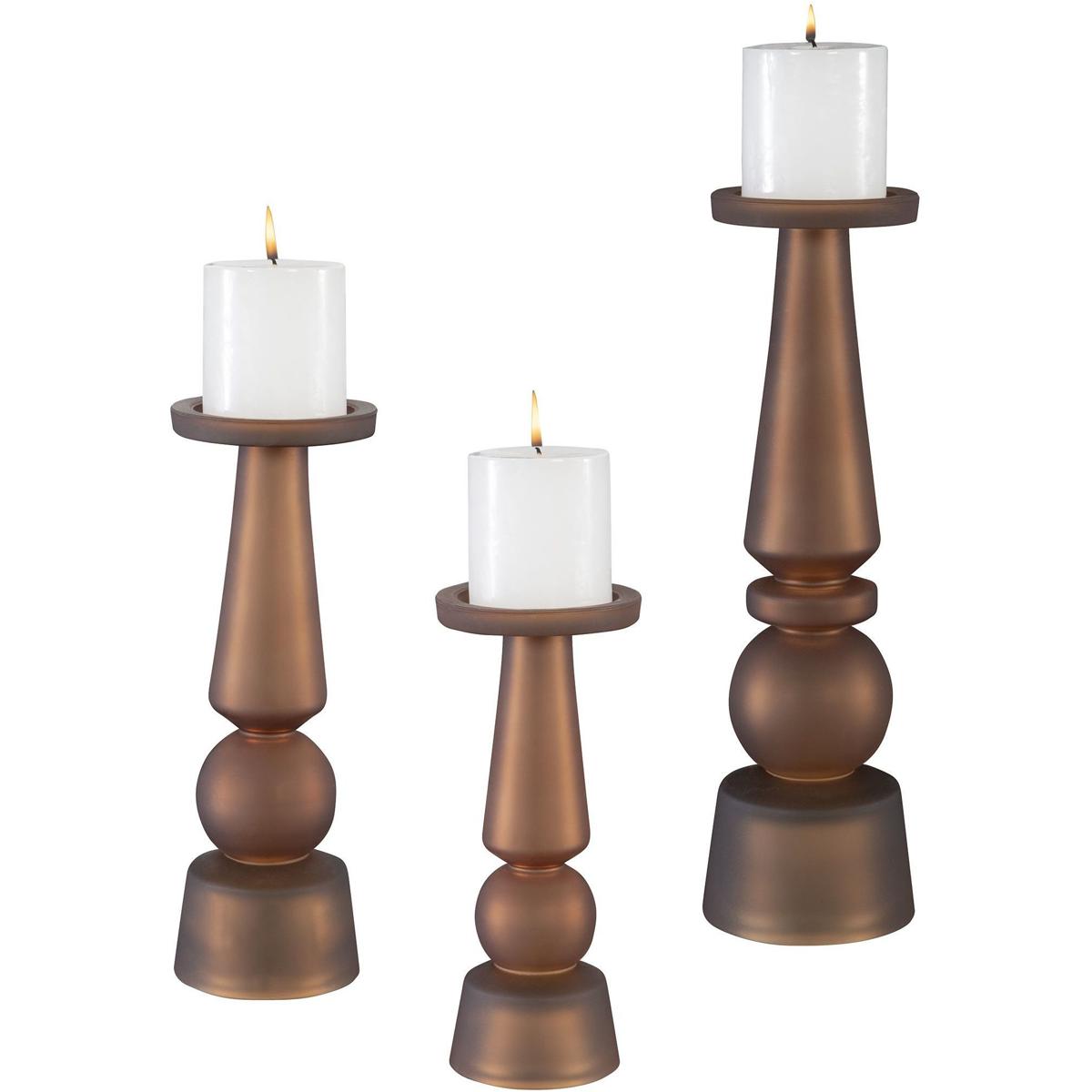 Uttermost Uttermost Cassiopeia Butter Rum Glass Candleholders, S/3 Candle Holder Cassiopeia - 18045 - Modern Contemporary