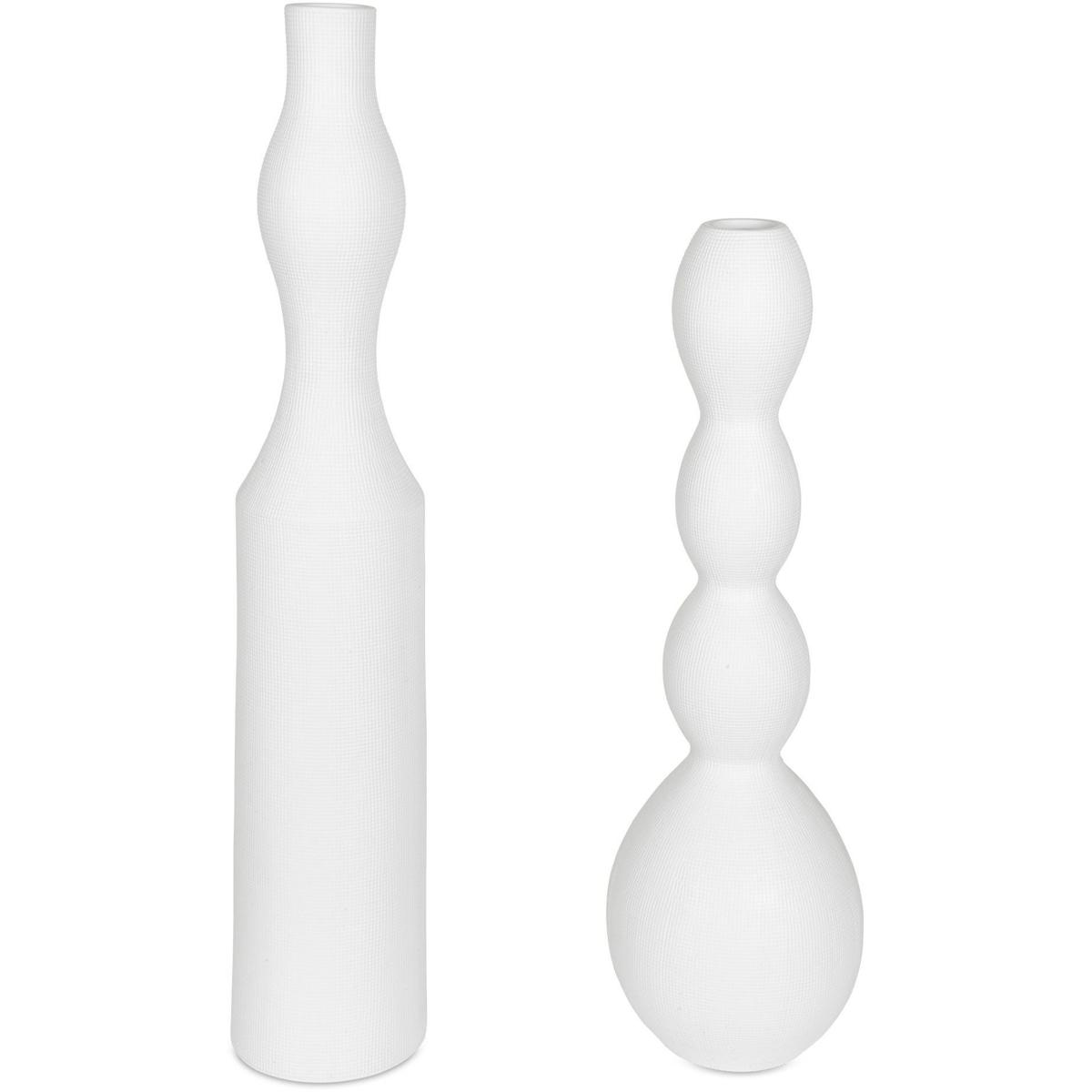 18219 6 x 30 x 6 in. Forma Ceramic Vases, White - Large - Set of 2