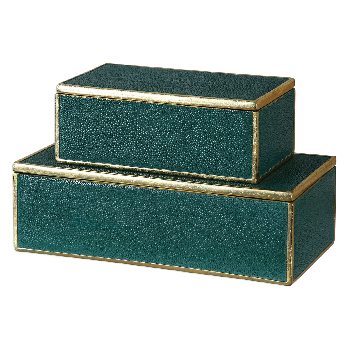 Uttermost 18723 Karis 12 inch Emerald Green Decorative Box, Grace Feyock