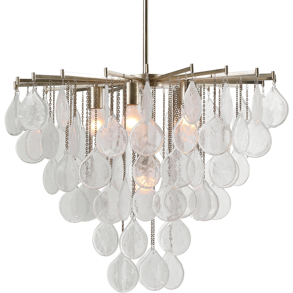 Uttermost 21544 Goccia 6 Light 28.75 inch Rich Antique Bright Silver Leaf Pendant Ceiling Light