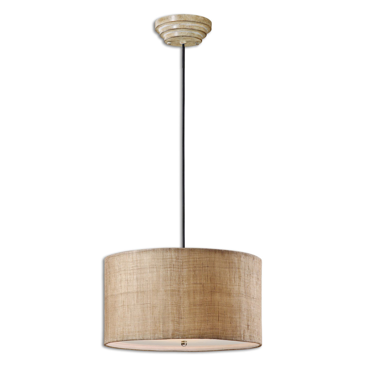 Uttermost 21933 Dafina 3 Light 22 inch Antiqued Burlap Weave Hanging Shade Ceiling Light