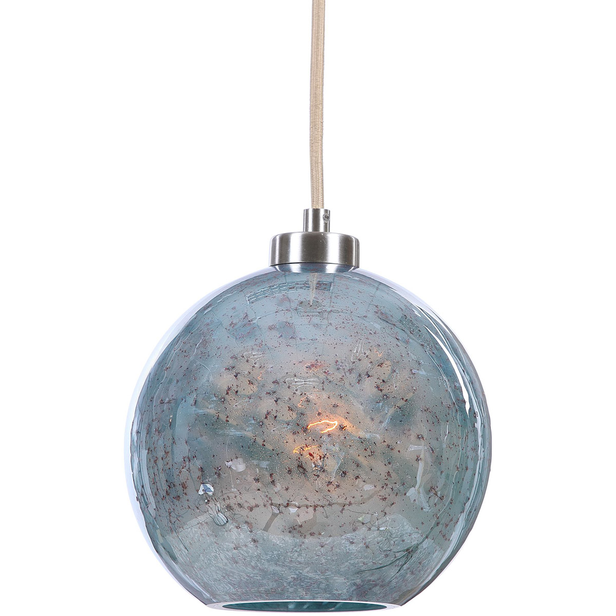Uttermost 22198 Gemblue 1 Light 9.38 inch Brushed Nickel Mini Pendant Ceiling Light