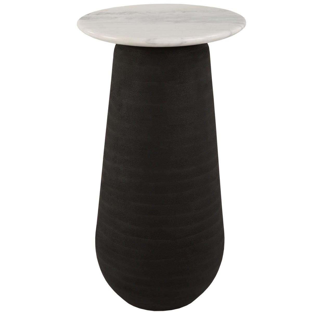 Uttermost 22997 Total Eclipse 24.7 X 14 inch White Marble and Matte Black Accent Table
