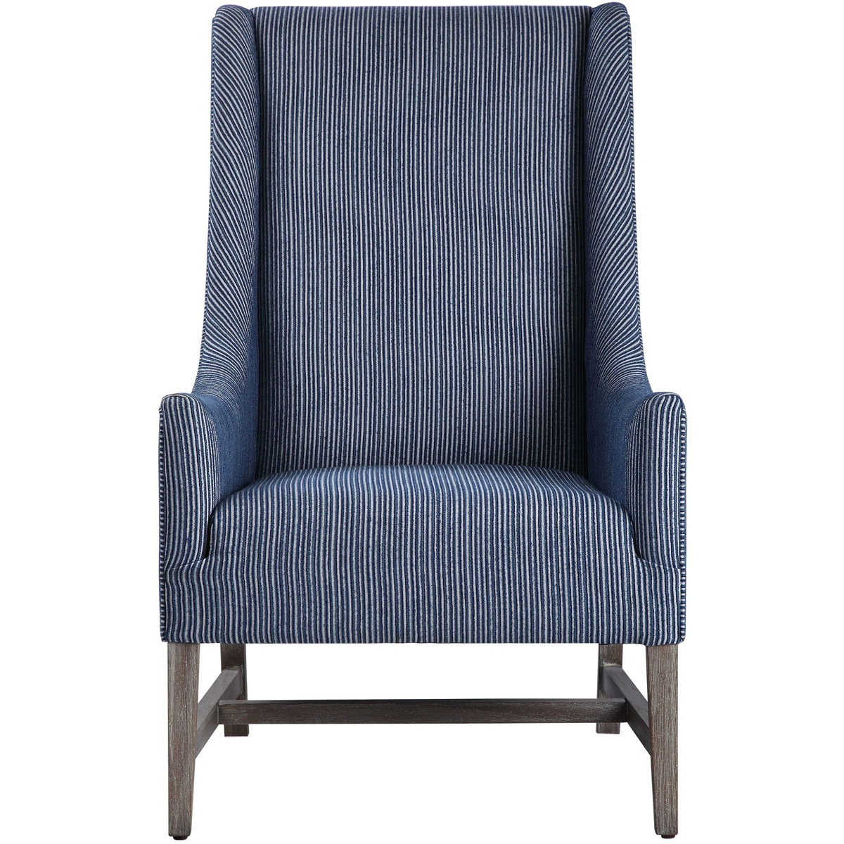 Uttermost 23562 Galiot Blue and White Fabric with Natural Wood Accent Chair