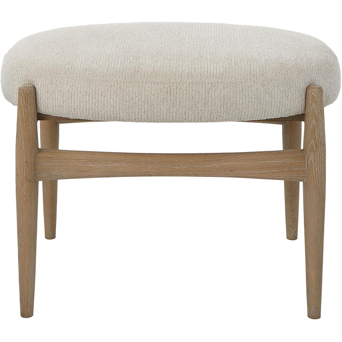 Uttermost 23736 Acrobat Off White Glazed Natural Oak and Off-White Fabric Bench