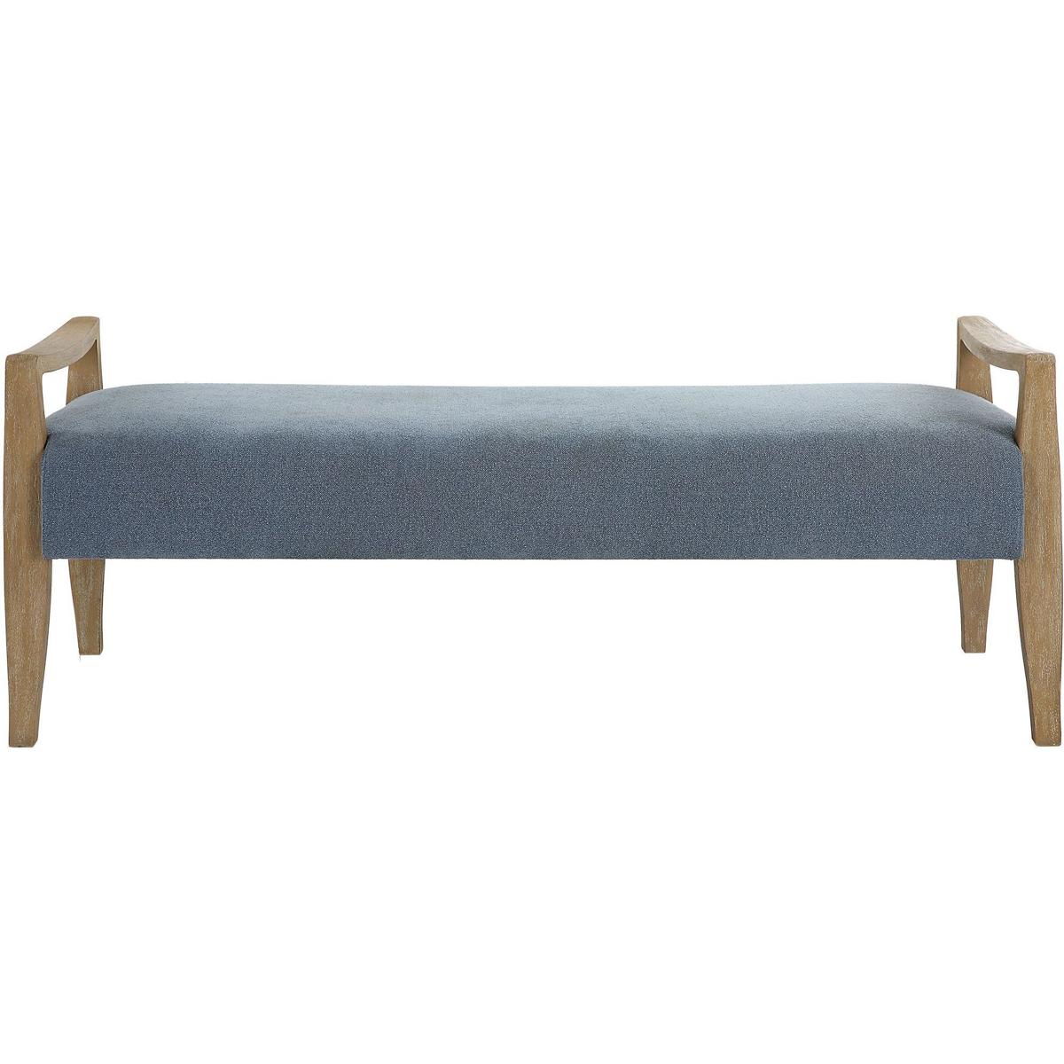 Uttermost 23829 Daylight Natural Oak and Sky Blue Polyester Bench