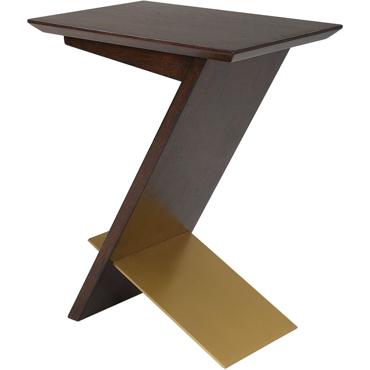 Uttermost 24096 Breakthrough 22 X 17.25 inch Brushed Brass and Deep Brown Accent Table