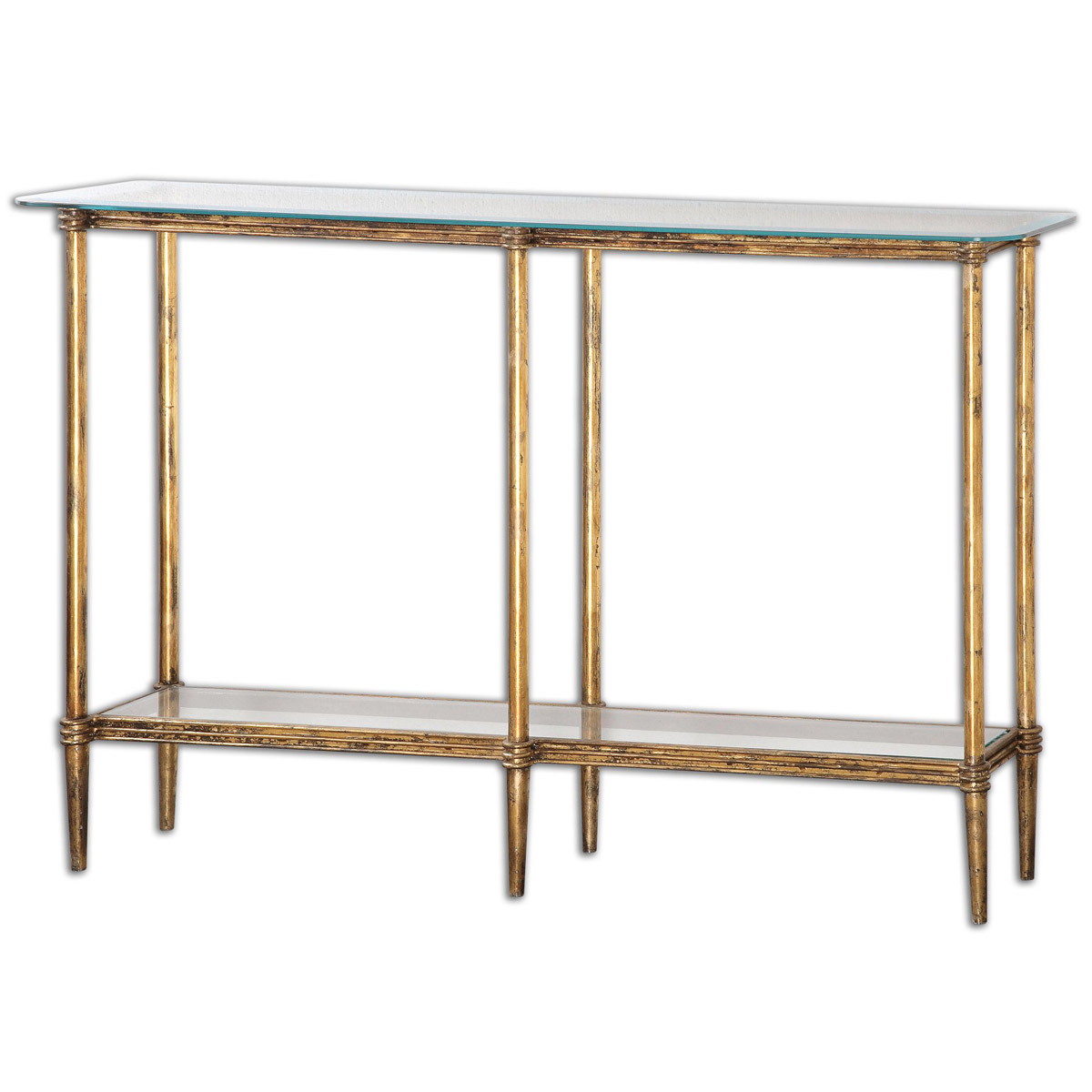 Uttermost 24421 Elenio 54 inch Bright Gold Leafed Console Table