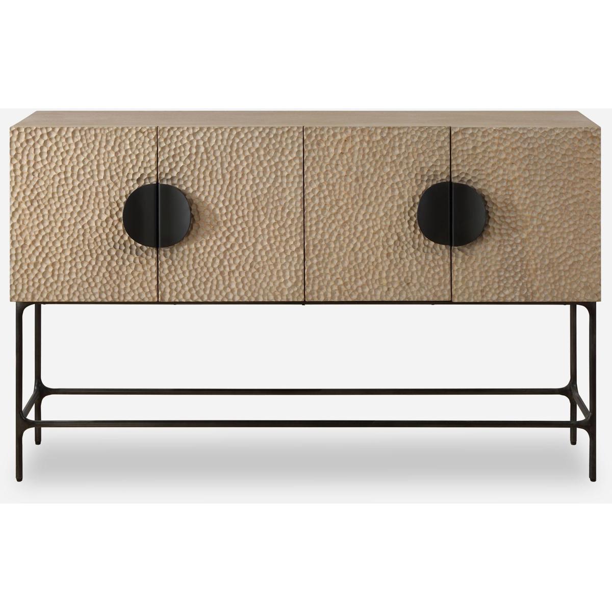 Uttermost 24437 Lunar Elm Veneer and Black 4 Door Cabinet
