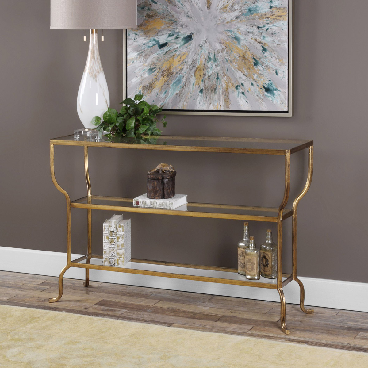 Uttermost 24668 Deline 54 X 14 inch Antiqued Gold Console Table eBay