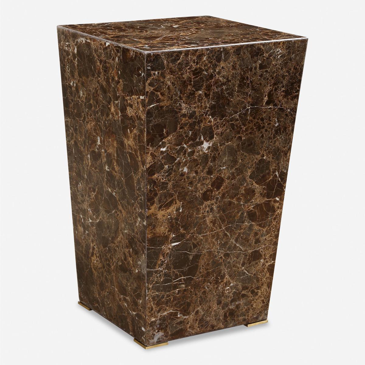 Uttermost 24879 Poe 22.75 X 14.13 inch Brown Marble and Brushed Brass Accent Table