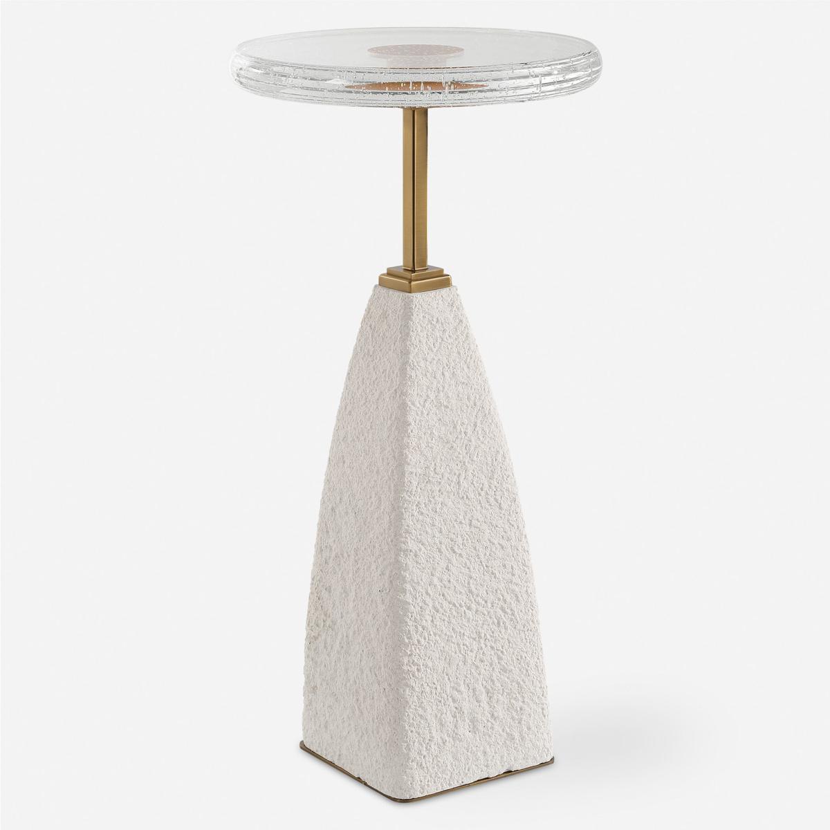 Uttermost 24912 Sora 24 X 12 inch Seeded Glass and Sandstone with Brushed Brass Drink Table