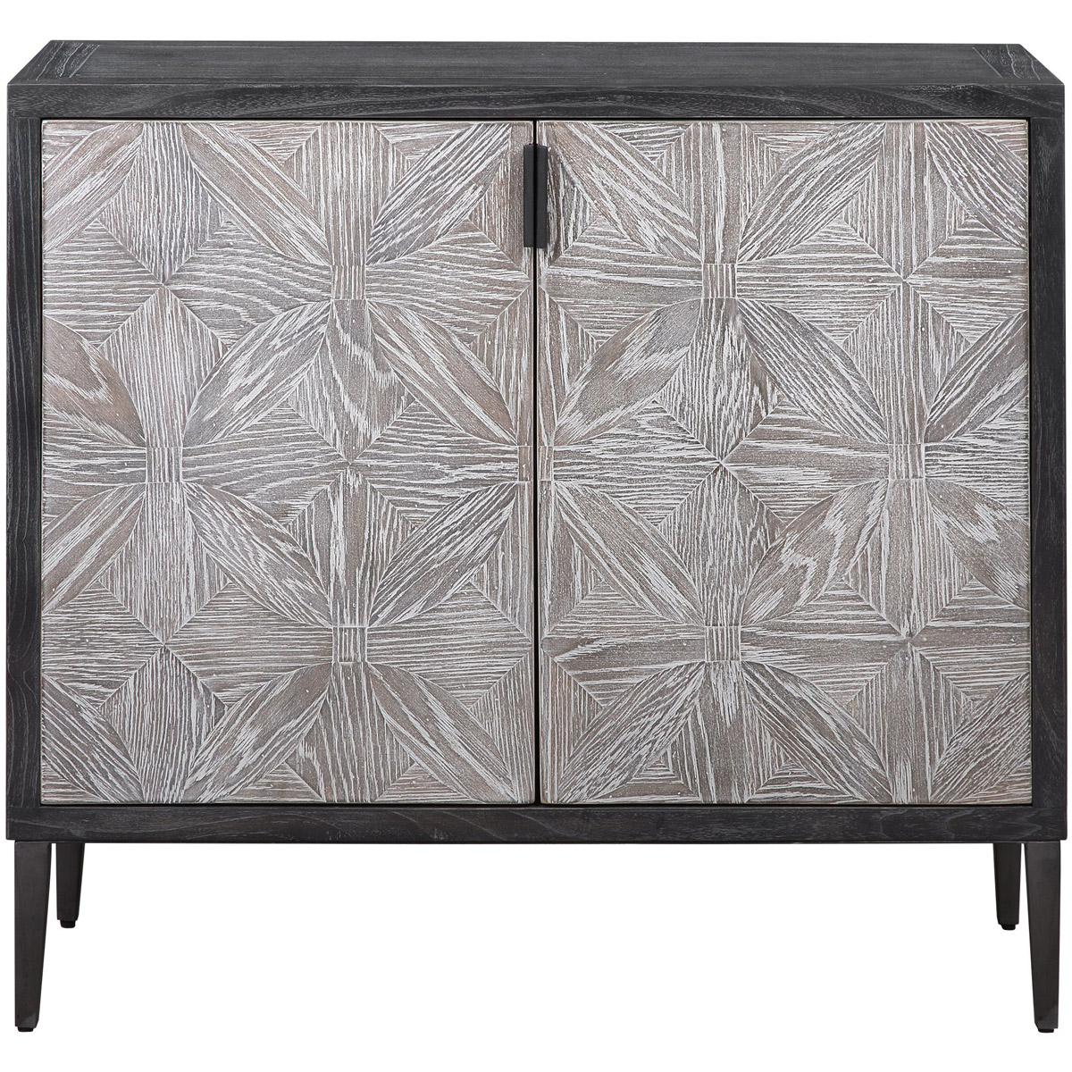 Uttermost 24957 Laurentia Light Gray and Deep Black with Light Gray Glazing Accent Cabinet