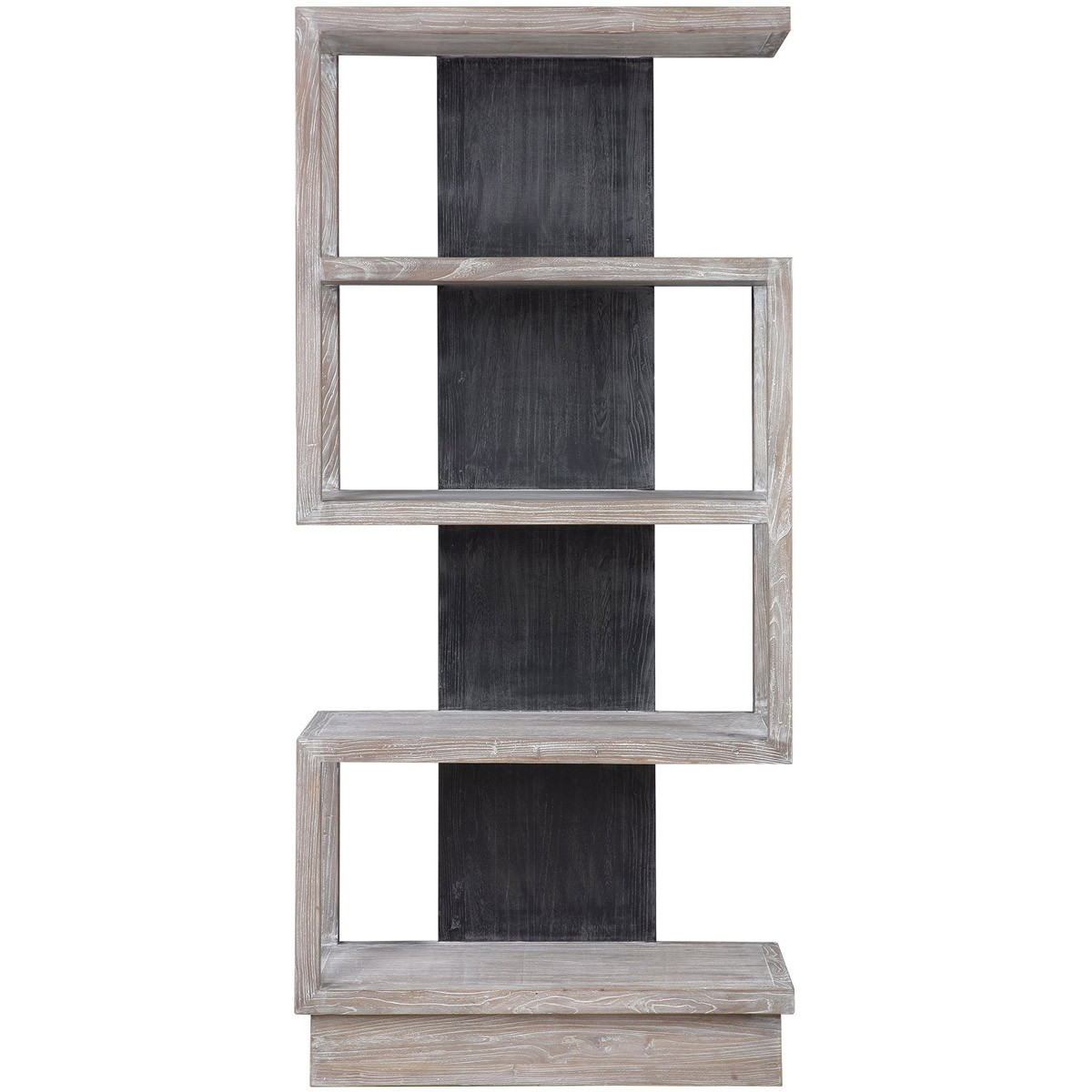 Uttermost 24958 Nicasia 80 X 36 inch Light Gray and Deep Black with Light Gray Glazing Etagere
