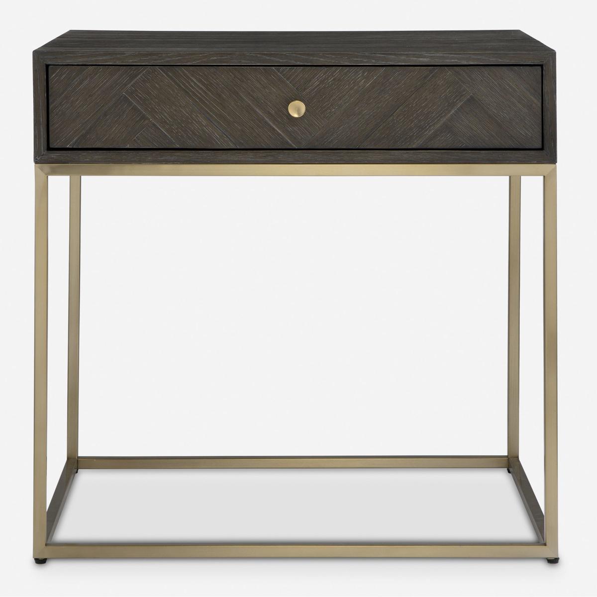 Uttermost 24989 Armistead 25 X 25 inch Dark Walnut and Brushed Brass Side Table