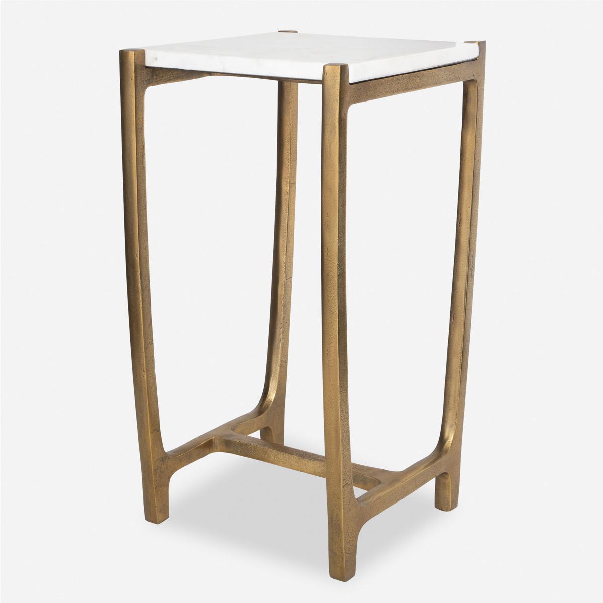 Uttermost 24995 Affinity 22 X 12.5 inch Antique Gold and Natural White Marble Accent Table
