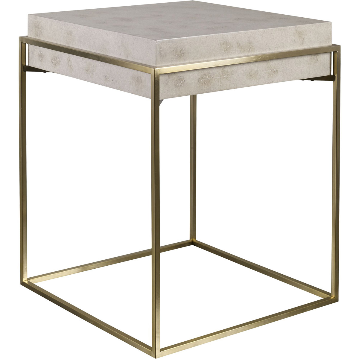 Uttermost 25100 Inda 24 X 19 inch Ivory Burl Veneer and Brushed Brass Accent Table