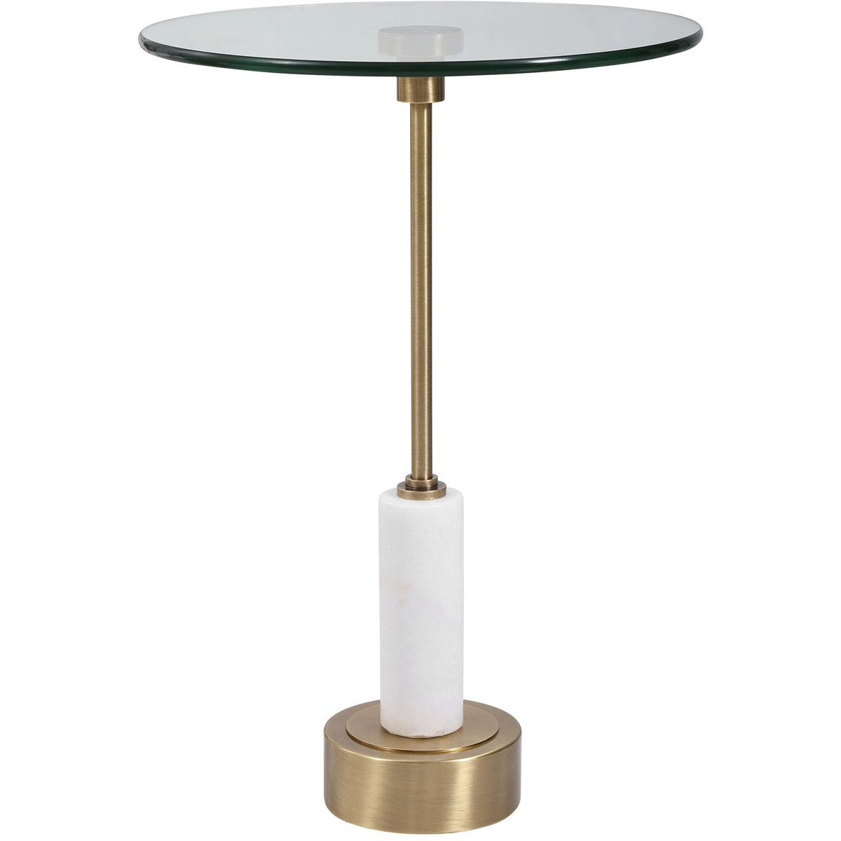 Uttermost 25130 Portsmouth 24 X 16 inch Brushed Brass and White Marble Accent Table