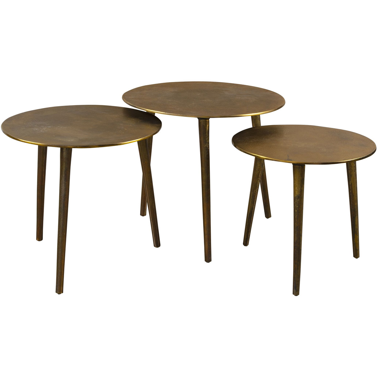 Uttermost 25148 Kasai 18 X 17 inch Oxidized Antique Gold Coffee Tables, Set of 3