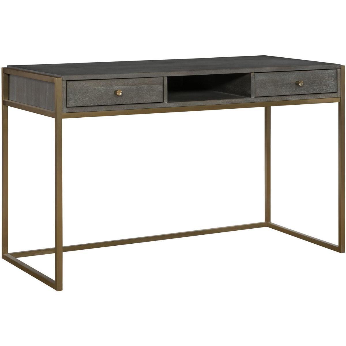 Uttermost 25201 Taja 48 inch Brushed Brass and Dark Walnut Writing Desk