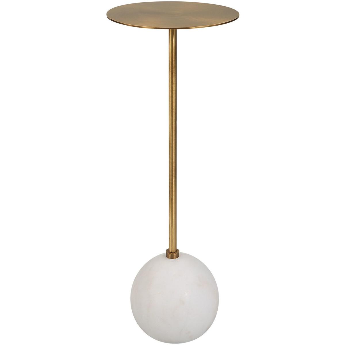 Uttermost 25216 Gimlet 22 X 9 inch White Marble and Solid Brass Drink Table