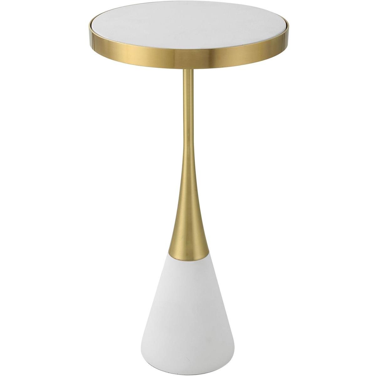 Uttermost 25281 Apex 24 X 13 inch Matte White and Brushed Brass Accent Table
