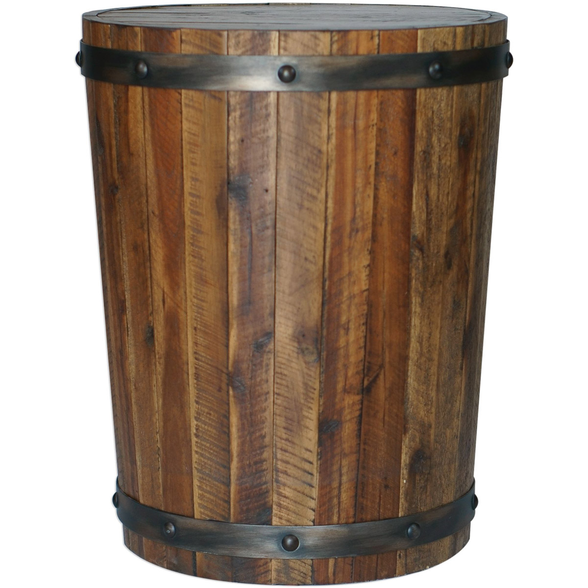 Uttermost 25327 Ceylon 24 X 19 inch Weathered Walnut and Burnished Brushed Steel Accent Table