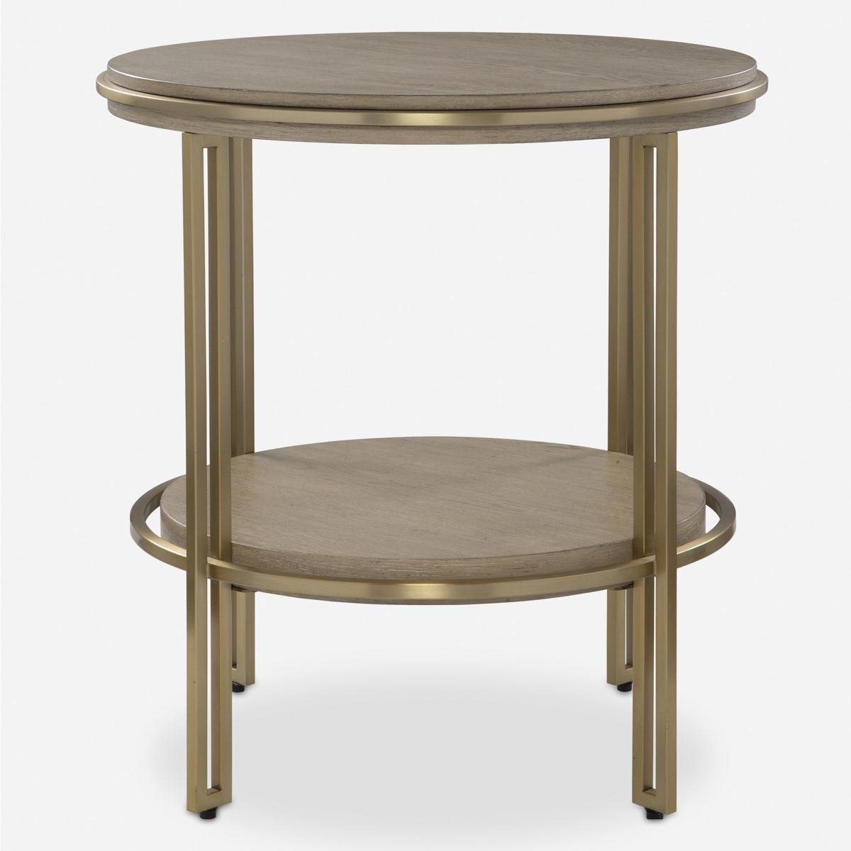 Uttermost 25747 Elise 23 X 22 inch Light Oak and Brushed Brass Side Table