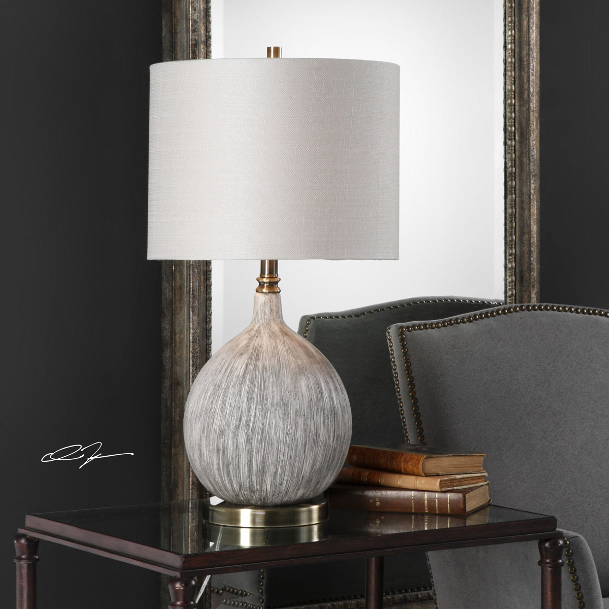 Uttermost 27715-1 Hedera 27 inch 150 watt Old Ivory Table Lamp Portable Light
