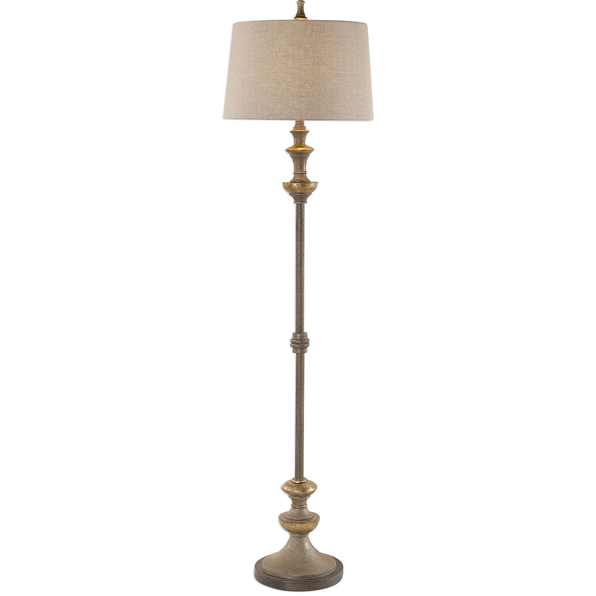 Uttermost 28180-1 Vetralla 67 inch 150 watt Textured Silver with Antiqued Silver Champagne Floor Lamp Portable Light
