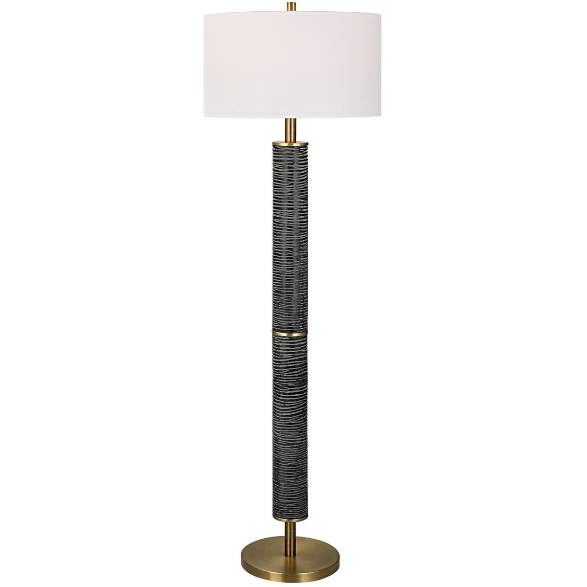 Uttermost 30102 Summit 62.75 inch 150 watt Gray/Black with Solid Iron and Antique Brass Floor Lamp Portable Light