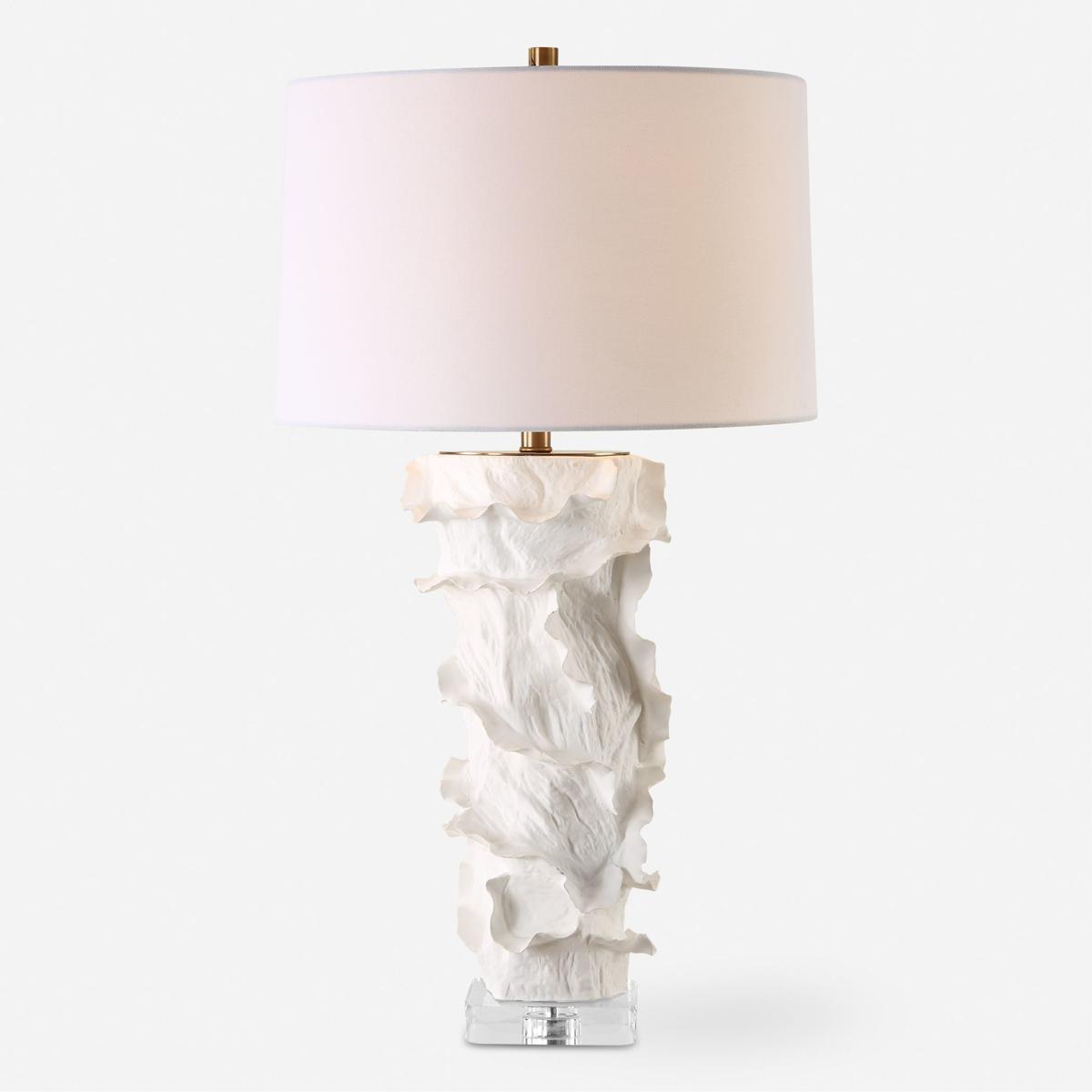 Uttermost 30295-1 Wisp 32.5 inch 150.00 watt Satin White Glaze with Brass and Crystal Table Lamp Portable Light