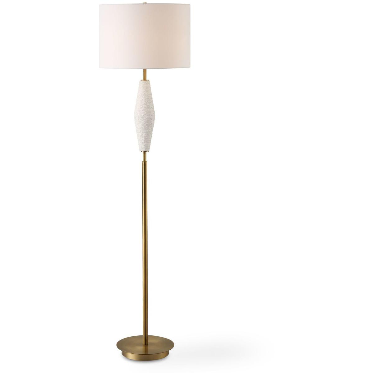 Uttermost 30352 Quite The Buzz 65.5 inch 150.00 watt Textured White Ceramic and Antique Brass Floor Lamp Portable Light